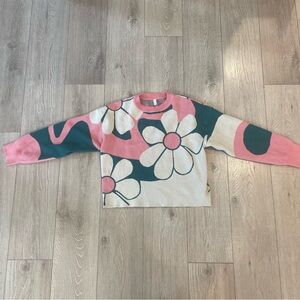 Wishlist Floral Crew Neck Sweater - Pink and Green